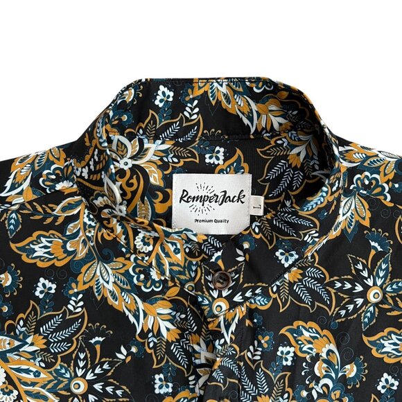 Romper Jack Floral Paisley Shorts Jumpsuit Black Size L Maximalist‎ Camp Preppy - Picture 6 of 12